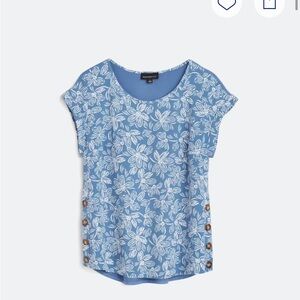 Fortune and Ivy Blue and White Floral Blouse